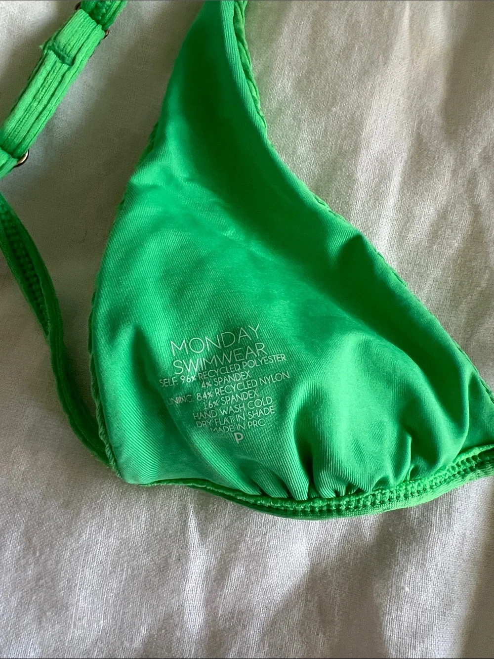 Monday Swimwear Neon Green Textured Triangle Bikini Top